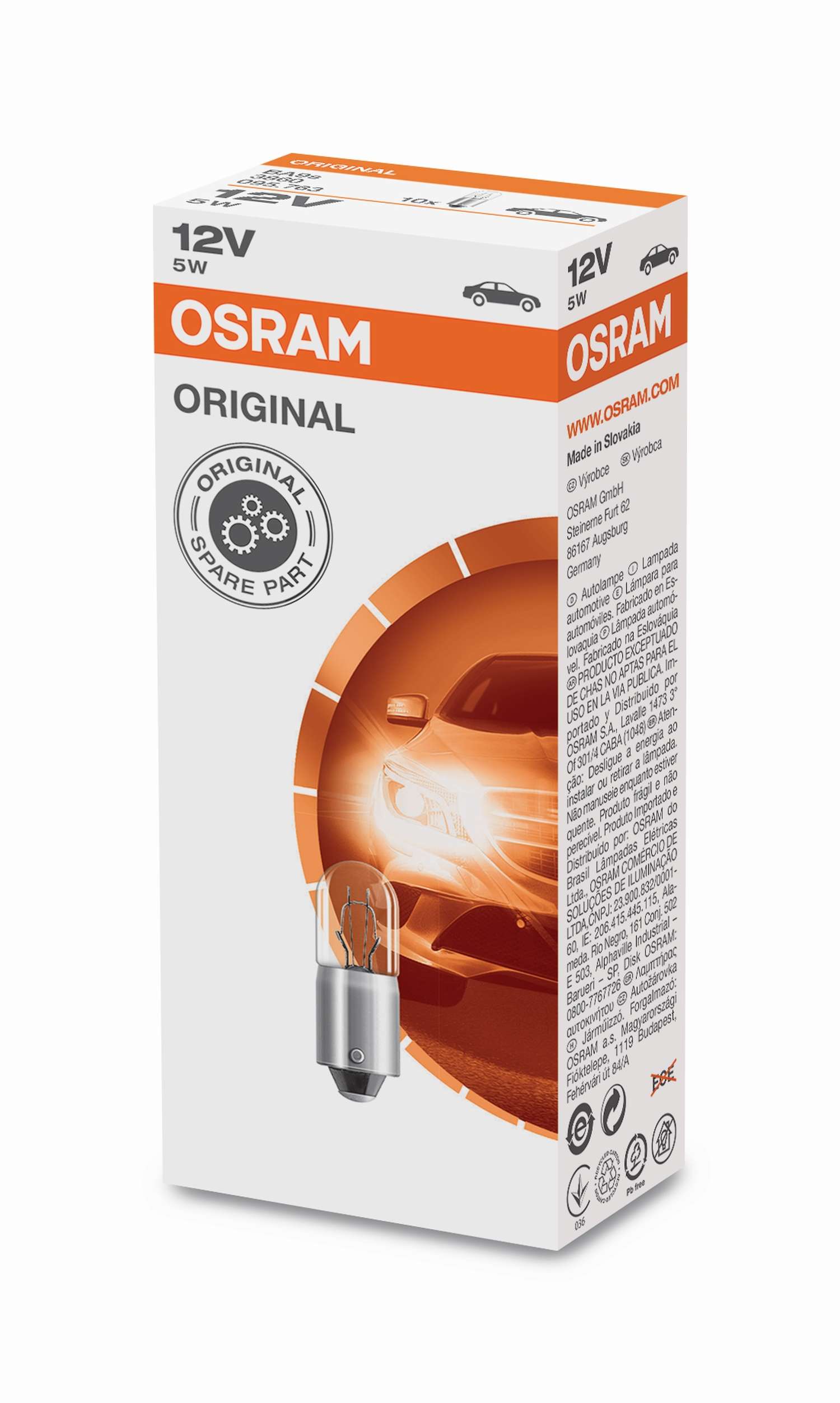 12V 5W BA9s 3860 1st. OSRAM, SIGNALLAMPEN, Pkw 12V, AUTOLAMPEN