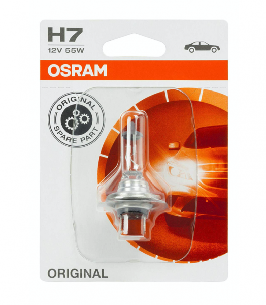 Osram H7,64210-01B, 12V 55W, Einzelblister (1Stück), H7, HALOGEN, Pkw  12V, AUTOLAMPEN