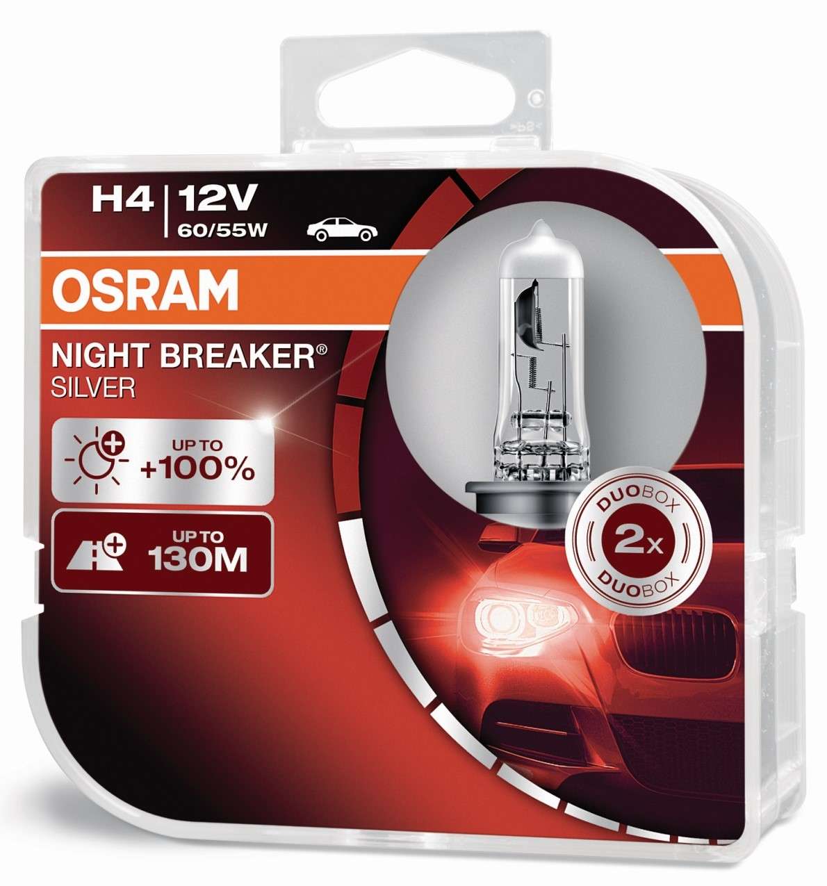 H4 12V 60/55W P43T NIGHT BREAKER® SILVER +100% 2 St. OSRAM | H4  