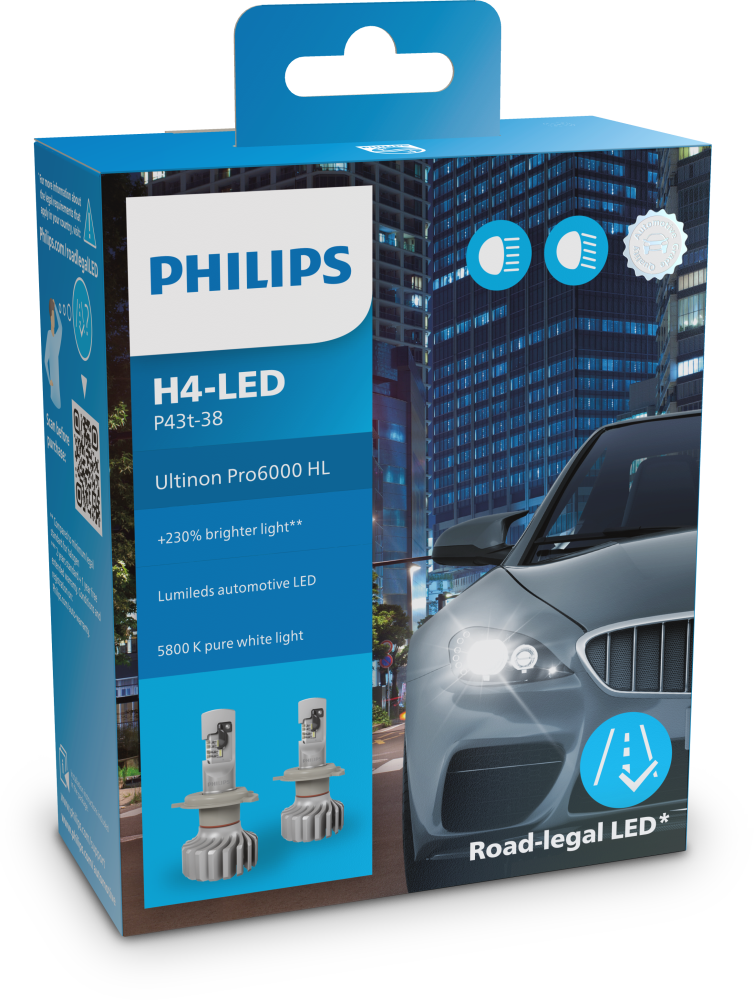 Philips Ultinon Pro6000 HL H4-LED StVZO für 78,90€ (statt 94€)